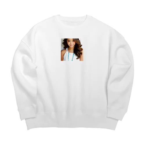 褐色肌のAI美少女のオリジナルグッズ Big Crew Neck Sweatshirt