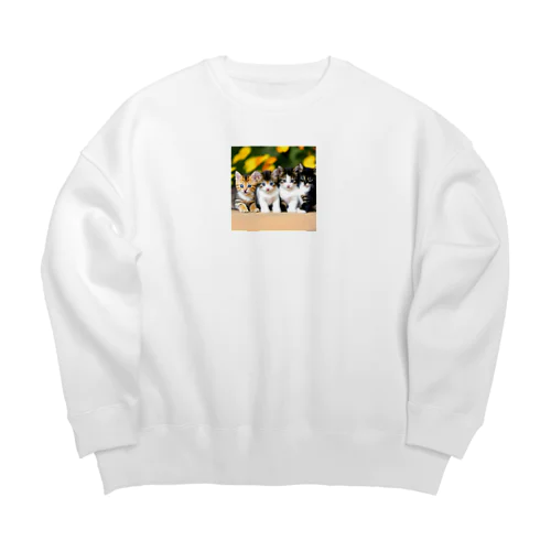 かわいいニャンコグッズ Big Crew Neck Sweatshirt