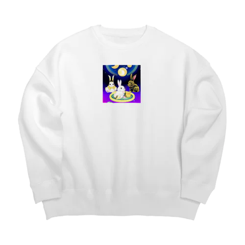 だんごを手に、夜空の秘密を探して Big Crew Neck Sweatshirt