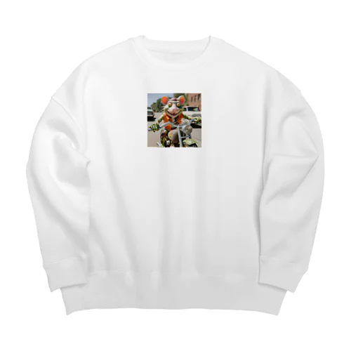 バイクに乗ったラットフィンク Big Crew Neck Sweatshirt