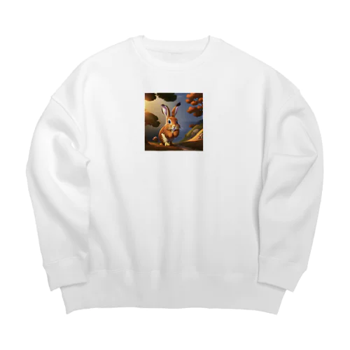 うさぎとリス Big Crew Neck Sweatshirt