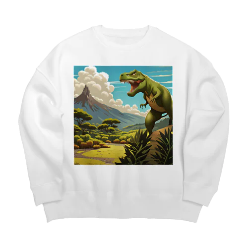 アニメ調　ティラノサウルス Big Crew Neck Sweatshirt