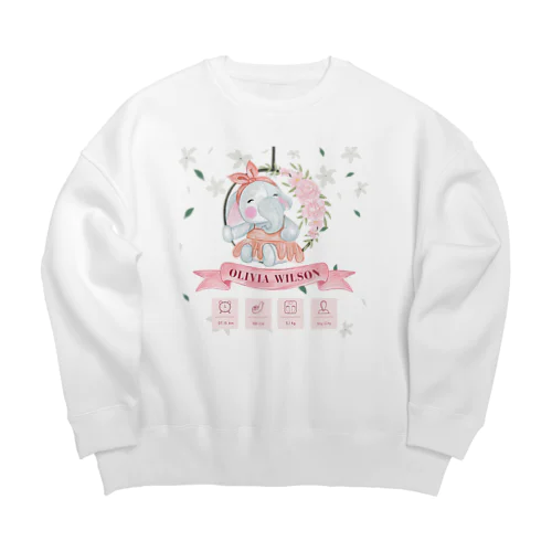 お花とぞう Big Crew Neck Sweatshirt