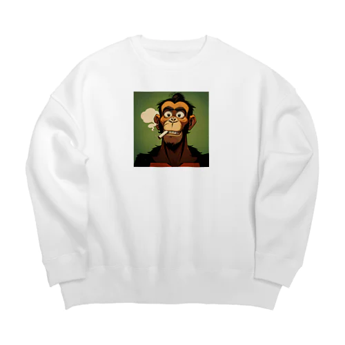 タバコを吸う猿 Big Crew Neck Sweatshirt