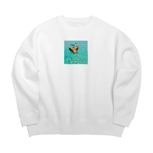 海のかけら - ピグとバード Big Crew Neck Sweatshirt