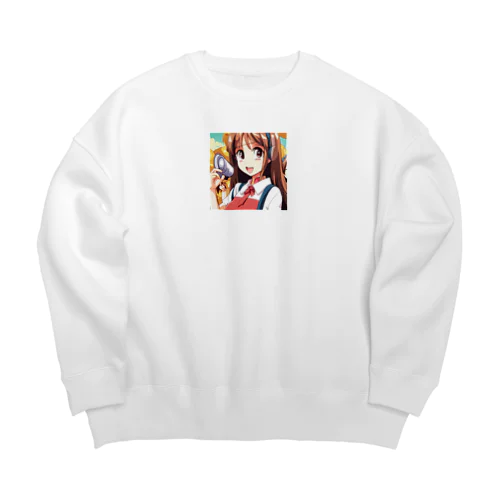 ヘッドホン美少女 Big Crew Neck Sweatshirt