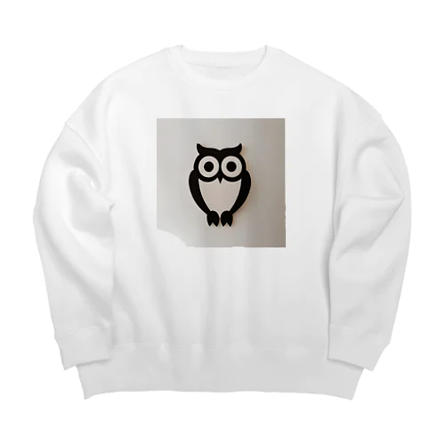 白黒フクロウちゃんのイラストグッズ Big Crew Neck Sweatshirt