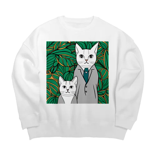 2匹の猫 Big Crew Neck Sweatshirt