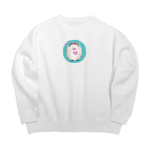 ハートを持ったかわいいハリネズミ Big Crew Neck Sweatshirt