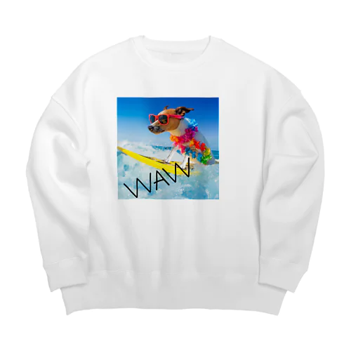 犬 サーフィンデザイン Big Crew Neck Sweatshirt