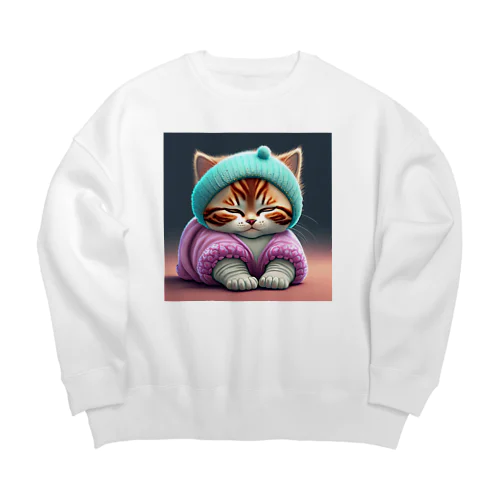 ふうわか猫 Big Crew Neck Sweatshirt