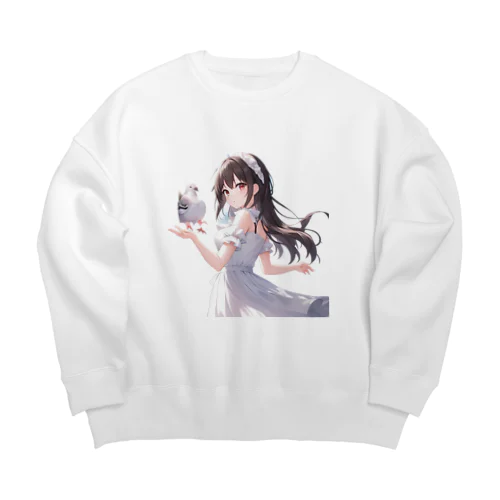 鳥界のアイドル❤️鳩のハトコ様 Big Crew Neck Sweatshirt