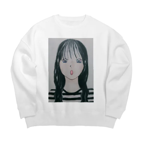 黒髪の女の子 Big Crew Neck Sweatshirt