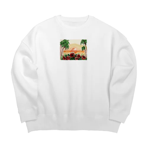 ハイビスカスのサンセット Big Crew Neck Sweatshirt