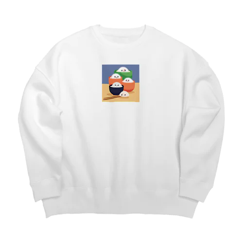 かわいいおにぎりのイラストのグッズ Big Crew Neck Sweatshirt