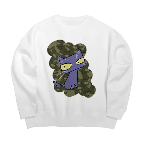 四角い顔のネコ Big Crew Neck Sweatshirt