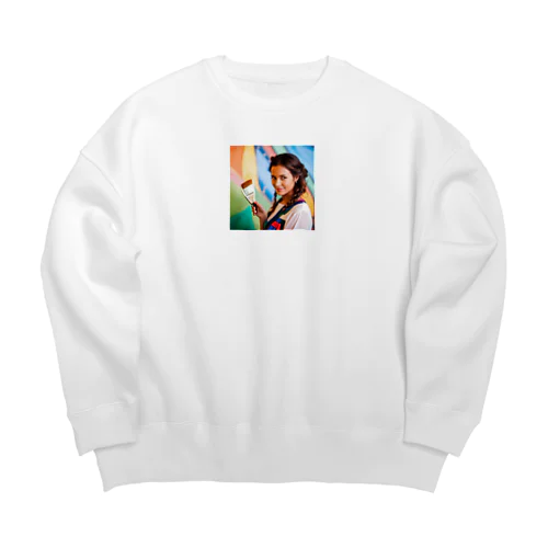 アートな女性 Big Crew Neck Sweatshirt