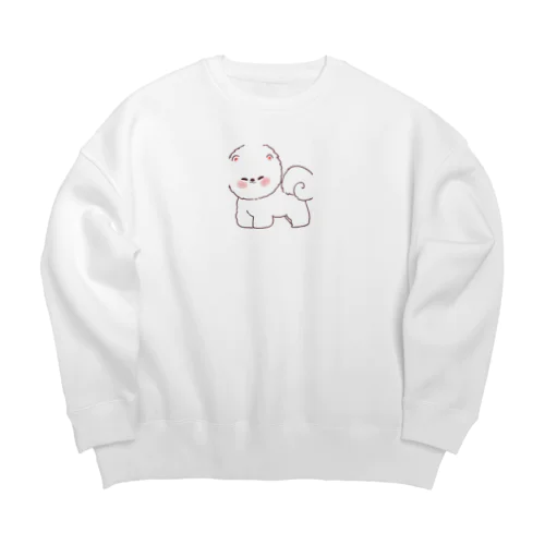 ふわふわの白い犬 Big Crew Neck Sweatshirt