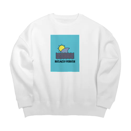 white beach vibesデザイン Big Crew Neck Sweatshirt