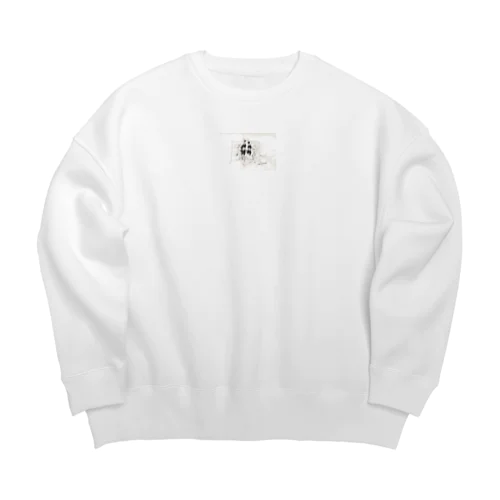 抽象的な詩的なイラストのワンポイント Big Crew Neck Sweatshirt