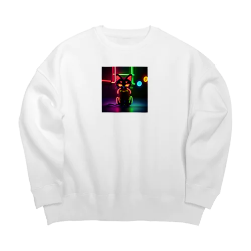 ネオンのねこちゃん Big Crew Neck Sweatshirt