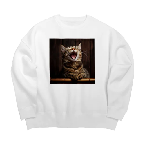 まるで笑っているようなあくびする猫 Big Crew Neck Sweatshirt