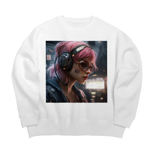 サイバーパンクシティの少女２ Big Crew Neck Sweatshirt