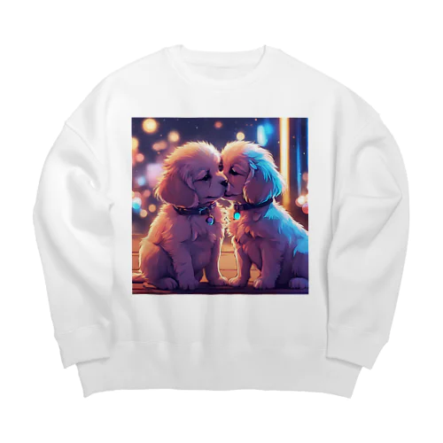 キュートな子犬同士のキス Big Crew Neck Sweatshirt