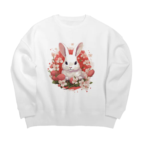 桜シリーズ～うさぎ Big Crew Neck Sweatshirt