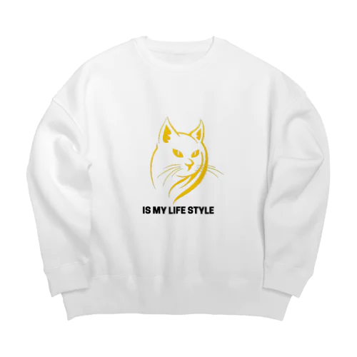 幻想的な猫のデザイン Big Crew Neck Sweatshirt