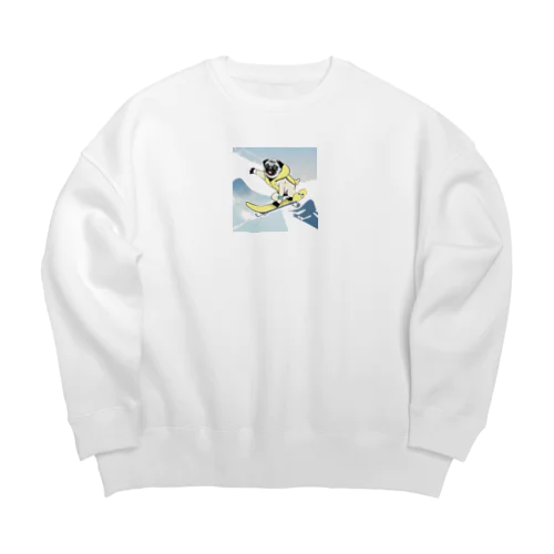 スノボするパグ Big Crew Neck Sweatshirt