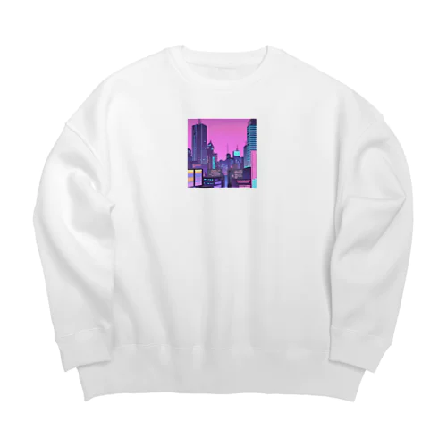 ネオンな街並み Big Crew Neck Sweatshirt