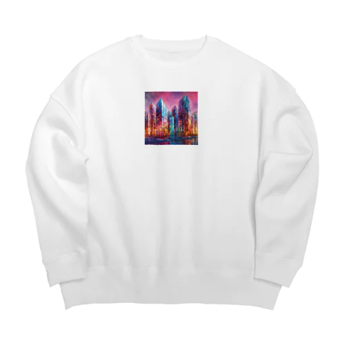 ガラスの街並み Big Crew Neck Sweatshirt