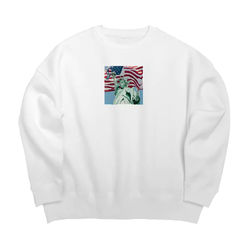 自由の女神とアメリカ国旗 Big Crew Neck Sweatshirt