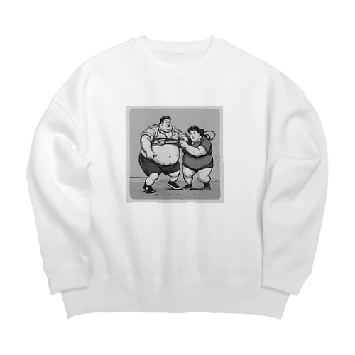 でぶの綱引き Big Crew Neck Sweatshirt