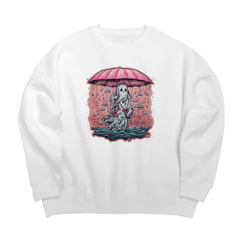 雨の日おばけ Big Crew Neck Sweatshirt