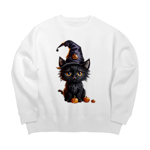 魔女っ子ねこ Big Crew Neck Sweatshirt