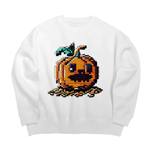 ドット絵のハロウィンかぼちゃのおばけ Big Crew Neck Sweatshirt