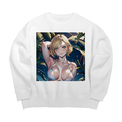 金髪美少女グッズ Big Crew Neck Sweatshirt