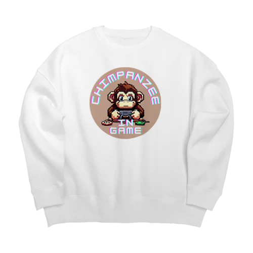 ドット絵のゲーム中のチンパンジー Big Crew Neck Sweatshirt