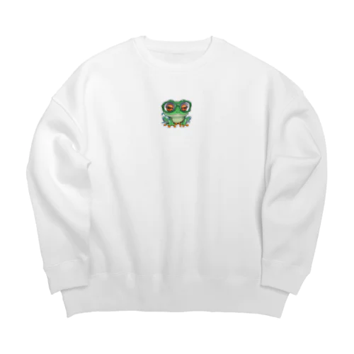 知的な眼鏡カエル Big Crew Neck Sweatshirt