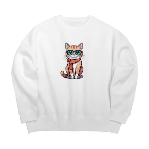 メガネ猫∥ Big Crew Neck Sweatshirt