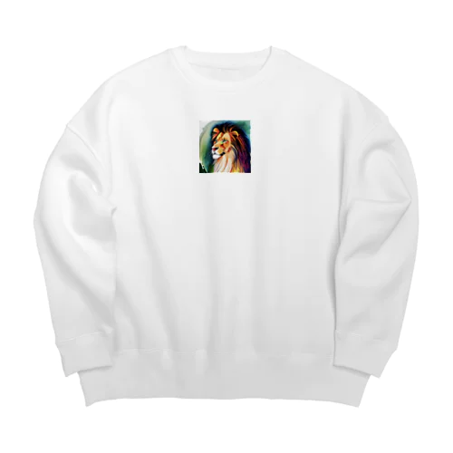 ライオン水彩画4 Big Crew Neck Sweatshirt