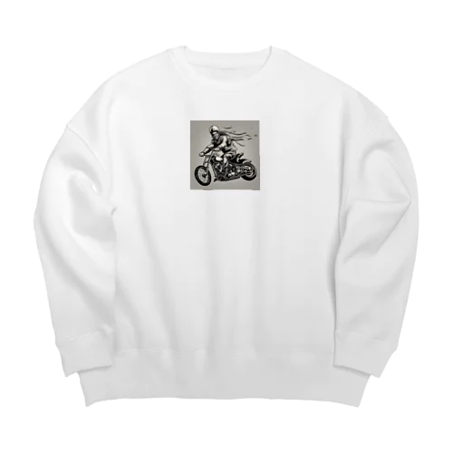 バイクチョッパー走ってる姿渋い Big Crew Neck Sweatshirt