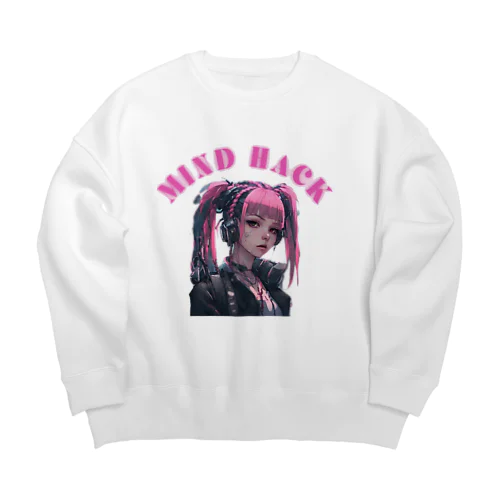 サイバーパンク少女　ツインテール Big Crew Neck Sweatshirt