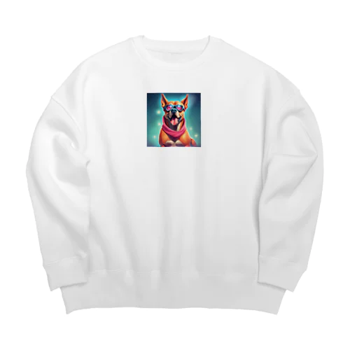 マッチョ犬のイラストのグッズ Big Crew Neck Sweatshirt