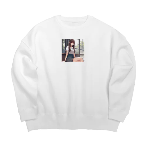 ロングヘアのかわいい女性のグッズ Big Crew Neck Sweatshirt