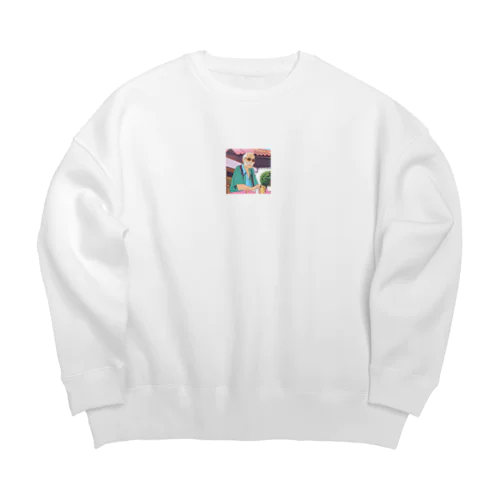 休日のおじいちゃん Big Crew Neck Sweatshirt