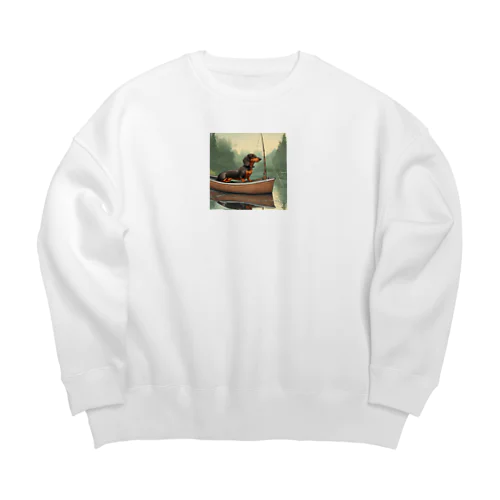 釣りをするダックスフンド Big Crew Neck Sweatshirt