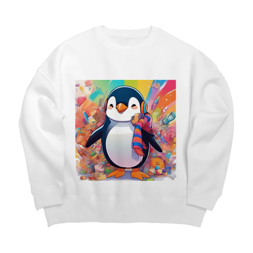 笑顔のペンギン Big Crew Neck Sweatshirt